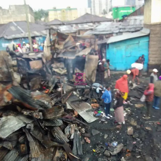 “Deadly Fire in Kitui Village, Kamukunji: Six Dead, Over 16 Injured, and 50 Homes Destroyed”
