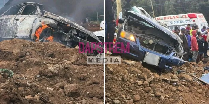 Three Feared Dead as Car Bursts Into Flames Near Raila Odinga Stadium Along Ngong Road